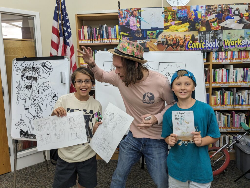 jerry the artist making comics with kids