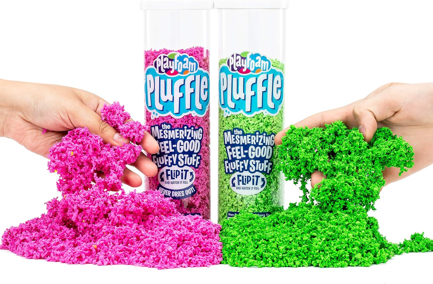 pink and green shredded play foam