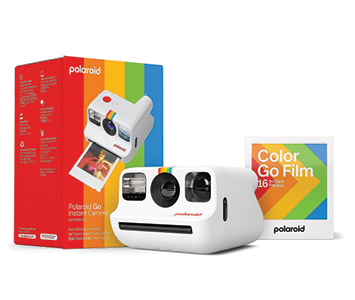 Photo of a white poloroid camera