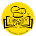 Library Chef Online Kitchen Skills for All. Cookbook opening with a toque blanche is on top of the logo.