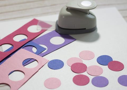 Colored paper with large hole punch