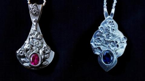 2 silver handmade pendants