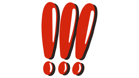 three red exclamation points