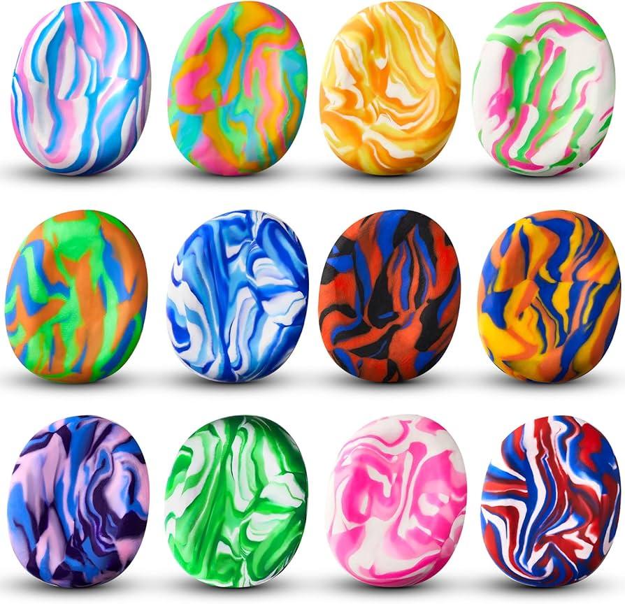 colorful clay worry stones