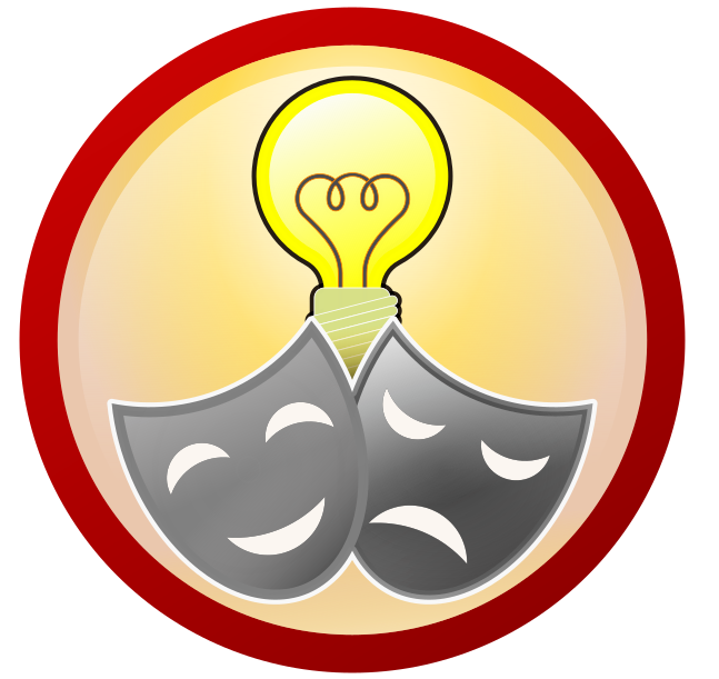 light bulb inbetween happy and sad mask