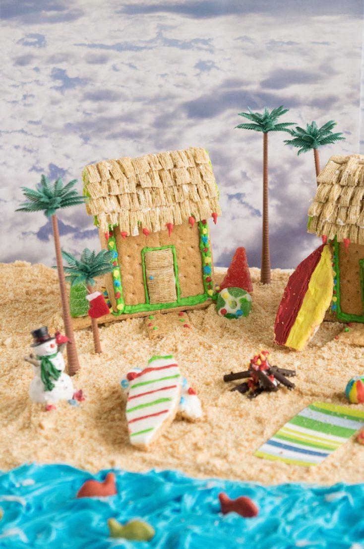 beach scene made of food