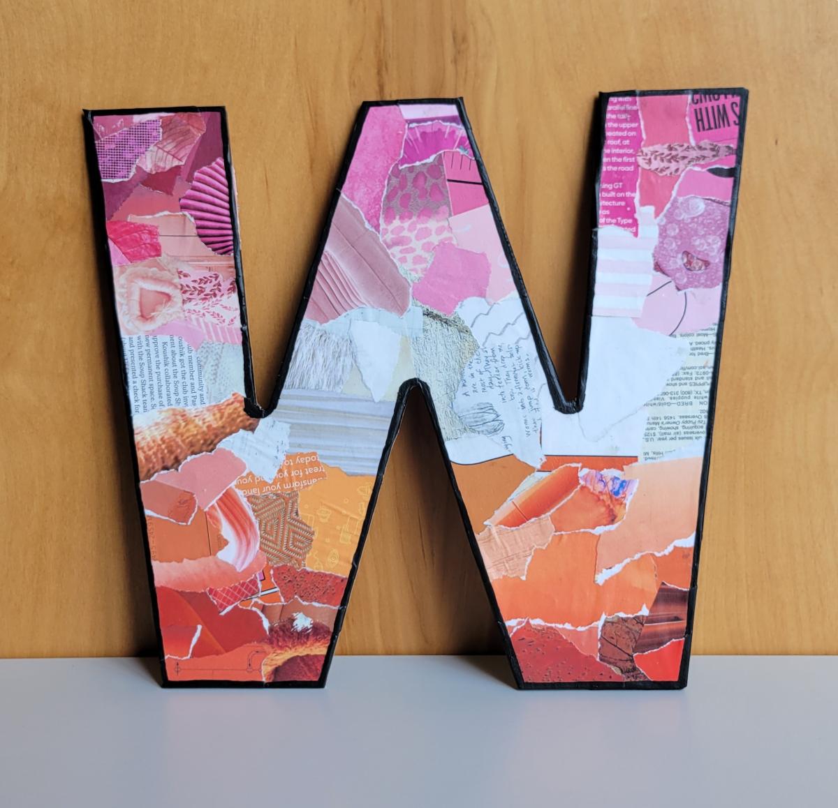 Collaged letter W