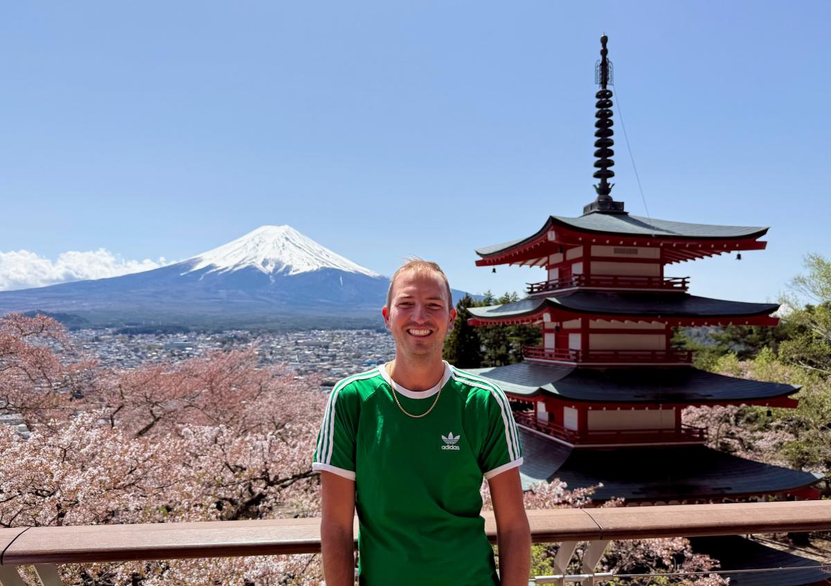 Brian Michalski in front of Mt. Fuji
