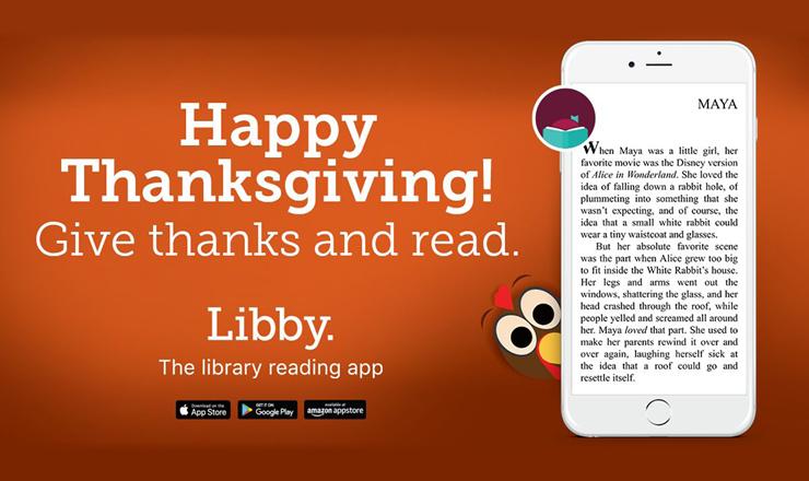 Happy Thanksgiving! Give thanks and read. Libby. 